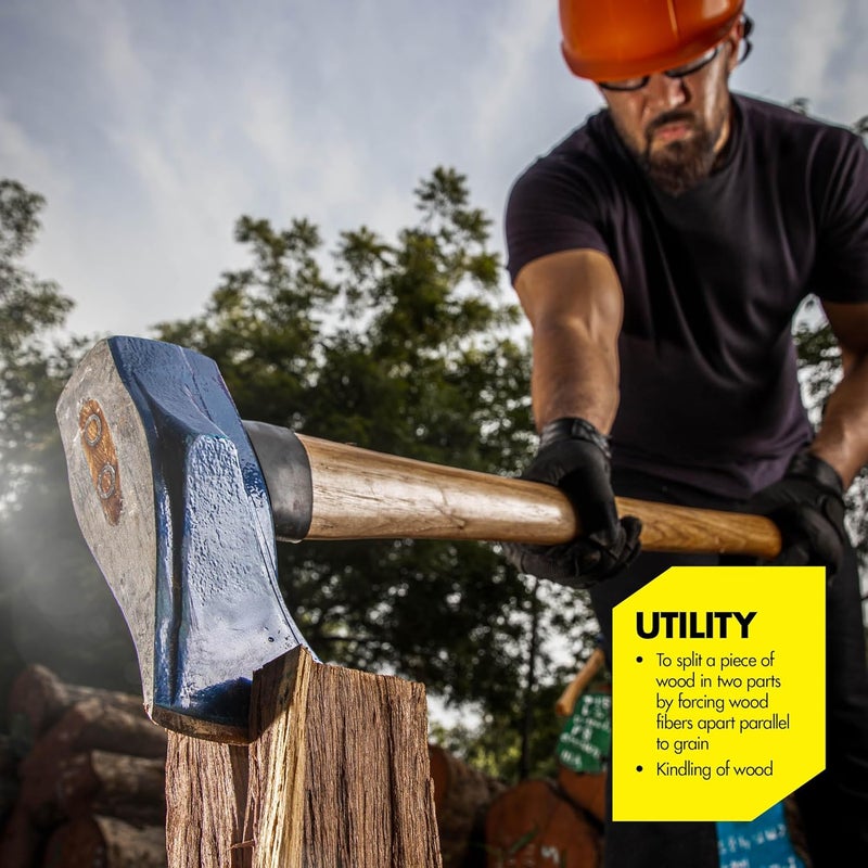 Estwing 8 Pound Wood Splitting Maul Tool with 36 Inch Hickory Wooden Handle, Steel Blade, and Superior Shock Absorption for Effortless Wood Splitting - Image 2